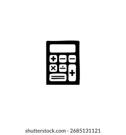 Hand-drawn black calculator with math operation symbols