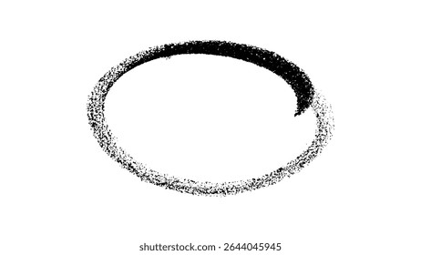 Marca de realce preta desenhada à mão do círculo de giz de cera no fundo branco - Elemento de ênfase oval do estilo rabisco	