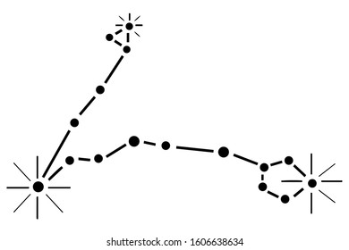 Handdrawn Black Diagram Zodiac Constellation Pisces Stock Vector ...