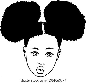 Hand-drawn black girl, Kiss vector