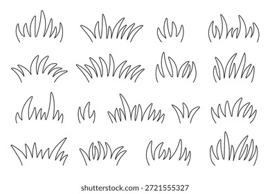 Textura de grama preta desenhada à mão. Esboço de prado. Contorno de grama. Ilustração isolada de vetor.
