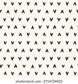 Hand-drawn black hearts repeat on soft beige textile background