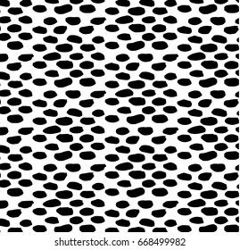 Hand-drawn black ink brush strokes on the white background seamless pattern. For decoration, cards, posters. Vector illustration.