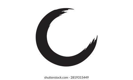 A hand-drawn black ink brushstroke forms an incomplete circle, embodying Zen philosophy, emptiness, and the cyclical nature of existence