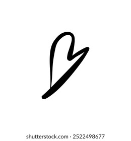 Hand-drawn black isolated heart. Brush, ink. Decor element. Valentine's day card, pattern element and love symbol. Vector, clipart.