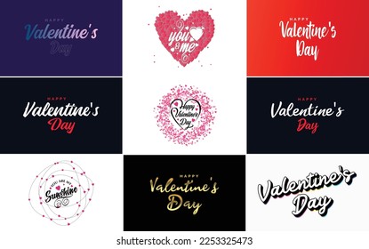 Hand-drawn black lettering Valentine's Day and pink hearts on white background vector illustration suitable for use in design of cards. banners. logos. flyers. labels. icons. badges. and stickers