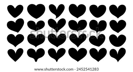 hand-drawn black line heart set, Valente Day.