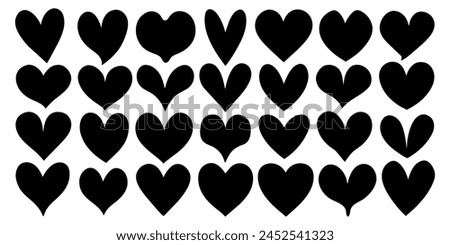 hand-drawn black line heart set, Valente Day.