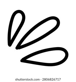 Hand-drawn black outline of manga-style sweat drops symbolizing stress or exertion.