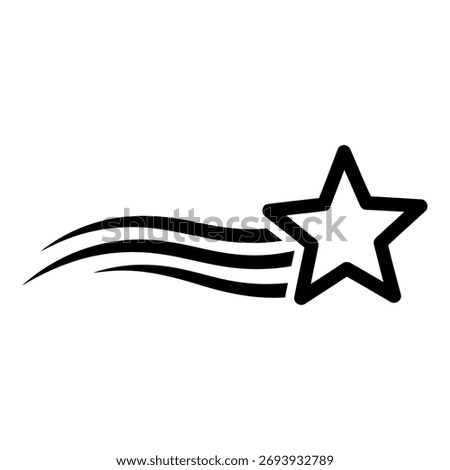 A hand-drawn black outline of a star with trailing streaks on a white background.