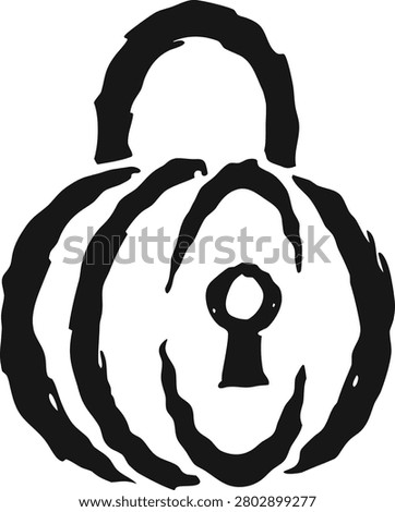 Hand-Drawn Black Padlock Icon Isolated on White Background for Security and Protection Concepts