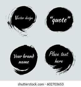 Hand-drawn black paint ink brush circles collection. Dirty  grunge artistic banners, frames, stickers, backgrounds, boxes, frames for text