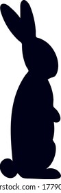 Hand-drawn black silhouette of cute rabbit, looking up and sitting in various poses rabbits black silhouette ,isolated on white background .Vector illustration.