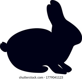 Hand-drawn black silhouette of cute rabbit, looking up and sitting in various poses rabbits black silhouette ,isolated on white background .Vector illustration.