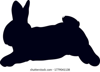 Handdrawn Black Silhouette Cute Rabbit Looking Stock Vector (Royalty ...