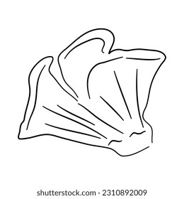 Hand-drawn black sketch of a chanterelle in a doodle icon. Vector illustration.