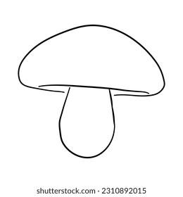Hand-drawn black sketch of a shiitake in a doodle icon. Vector illustration.