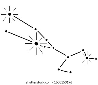 Hand-drawn black Taurus constellation on a white background. Zodiac chart. Vector.