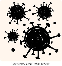 Vírus preto desenhado à mão ou ícone do Germ Doodle