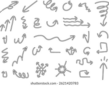 Hand-drawn Black and White Arrow Set - Outline Vector Icons