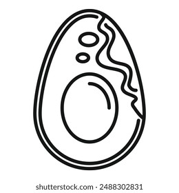 Handdrawn black and white avocado vector illustration with simple minimalist line art drawing. Perfect for use as a graphic design artwork. Clipart. Symbol. Or icon. Representing natural. Healthy