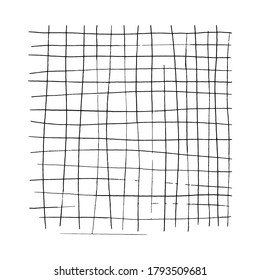 Hand-drawn black and white cage pattern with gel pen.