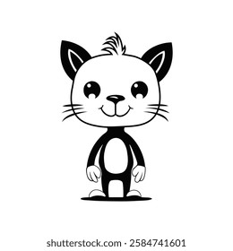 Hand-Drawn Black and White Cartoon Character – Cute  Playful Design 