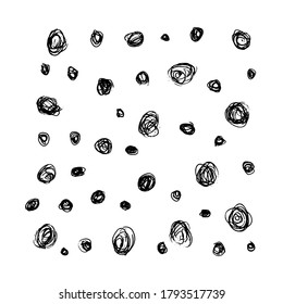 Hand-drawn black and white circles pattern.