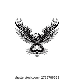 Ilustración de águila blanca y negra dibujada a mano