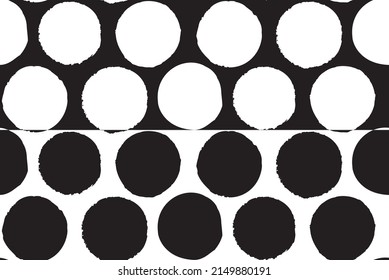 Hand-drawn black and white marker circle pattern. Abstract vector seamless texture background.