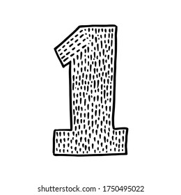 Handdrawn Black White Marker Number One Stock Vector (Royalty Free ...