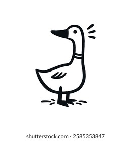 Hand-drawn black and white minimalist duck and drake line art