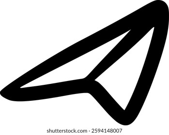 Hand-Drawn Black and White Paper Airplane Kite Illustration