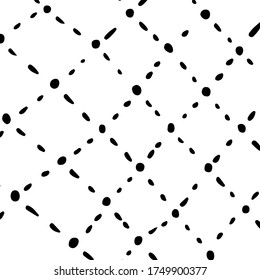 Patrón blanco y negro dibujado a mano de líneas pequeñas y puntos.