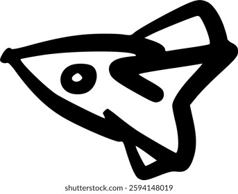 Hand-Drawn Black and White Rocket Doodle Illustration