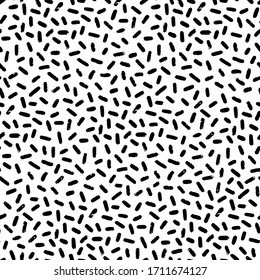 Hand-drawn black and white seamless herringbone and tweed texture. Vector repeat pattern.
