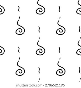 hand-drawn black and white seamless patterns cute simple line-art doodles. Each repeatable design includes playful minimalist illustrations suitable for backgrounds, packaging, textiles, wallpape
