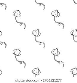 desenhos à mão preto e branco sem emenda padrões bonitos simples de linha-arte rabiscos. Cada design repetível inclui ilustrações minimalistas divertidas adequadas para fundos, embalagens, têxteis, papel de parede