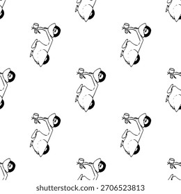 desenhos à mão preto e branco sem emenda padrões bonitos simples de linha-arte rabiscos. Cada design repetível inclui ilustrações minimalistas divertidas adequadas para fundos, embalagens, têxteis, papel de parede
