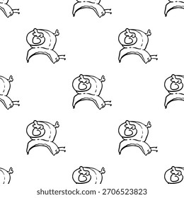 Dibujado a mano patrones sin costuras en blanco y negro lindos garabatos simples de arte lineal. Cada diseño repetible incluye ilustraciones minimalistas lúdicas adecuadas para fondos, empaques, textiles, Fondo de pantalla