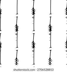 : handgezeichnete schwarz-weiße nahtlose Muster süße einfache Linie-Kunst-Doodles. Jedes wiederholbare Design enthält verspielte minimalistische Illustrationen, die sich für Hintergründe, Verpackungen, Textilien, Tapeten eignen
