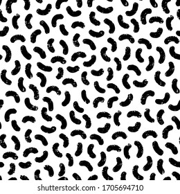 Hand-drawn black and white seamless texture with semicircles. Modern memphis vector repeat pattern.