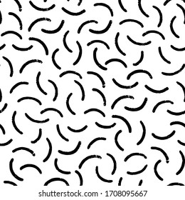 Textura transparente blanca y negra dibujada a mano con semicírculos. Patrón de repetición del vector moderno.