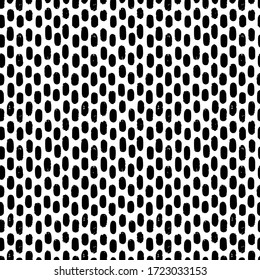 Hand-drawn black and white seamless texture with dashed strokes. Vector repeat pattern.
