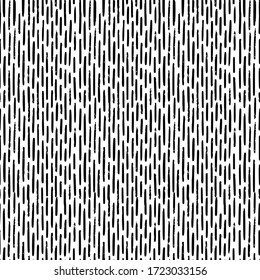 Hand-drawn black and white seamless texture with dashed strokes. Vector repeat pattern.