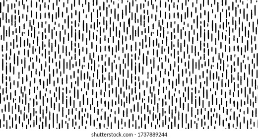 Hand-drawn black and white seamless texture with dashed strokes. Vector repeat pattern.