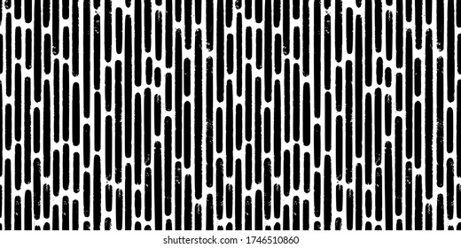 Textura sin costuras blanca y negra dibujada a mano con trazos discontinuos. Patrón de repetición del vector.