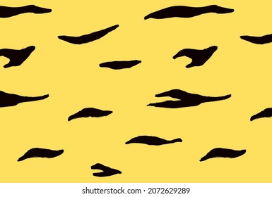 Hand-drawn Black and yellow Animal Print, Tiger stripes texture. Seamless pattern background. Chinese or Japanese zodiac Year of the Tiger concept.