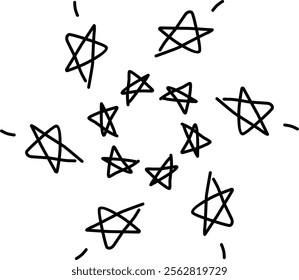 Hand-drawn blackwhite bw sketch scratch scrawl doodle five 5 star light circle symmetricalline symmetricalobject