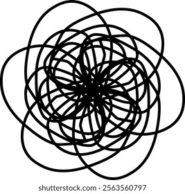 Hand-drawn blackwhite bw sketch scratch scrawl doodle flower flora nature radial line radialline radialflower symmetricalflower symmetricalline circleline circle abstractflower abstract